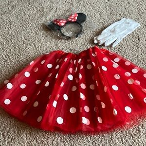 Adult Large-Minnie Mouse tutu ears and gloves